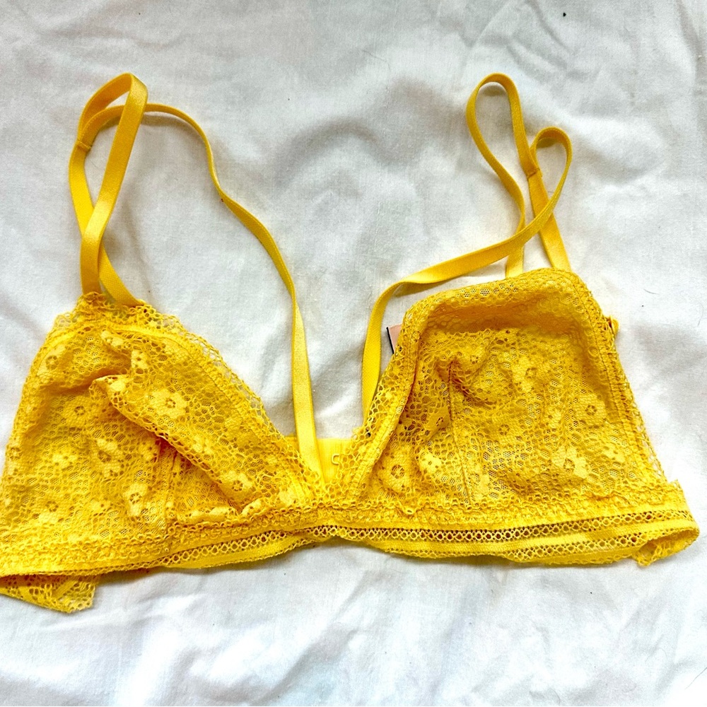 Sunny Yellow Lace Triangle Bra with Adjustable Straps VICTORIAS SECRET